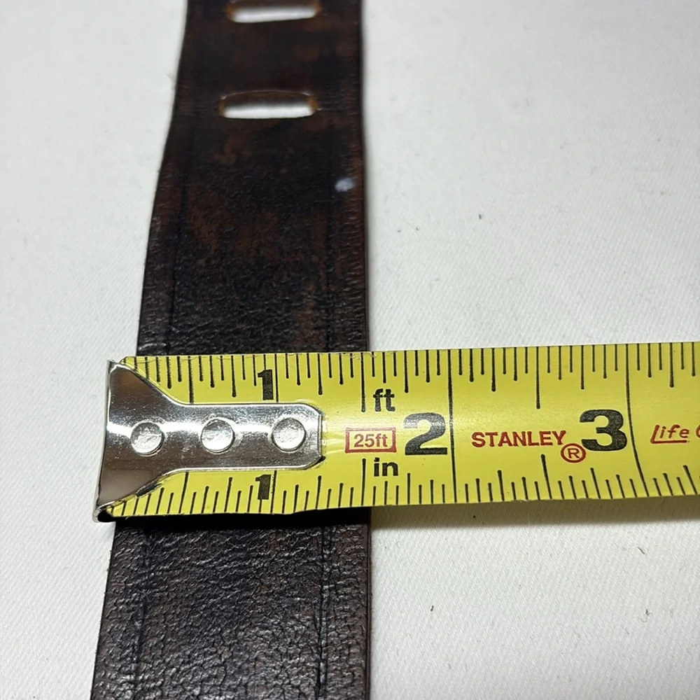 Unbranded Dark Brown Leather wide prong Belt 36-41” ish